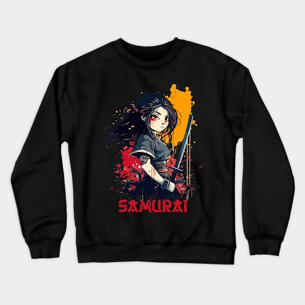 Young Samurai Crewneck Sweatshirt by vamarik